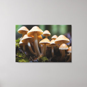 Toile Champignons en pleine forêt