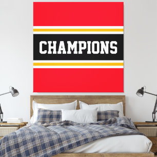 Toile CHAMPIONS Athletic Bright Red Black Racing Stripes