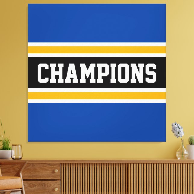 Toile CHAMPIONS Sportif Gras Bleu Noir Jaune Stripes (Insitu(Salon))