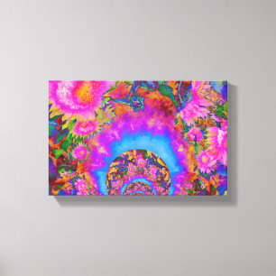 Toile Champs de tournesol pour toujours - rose