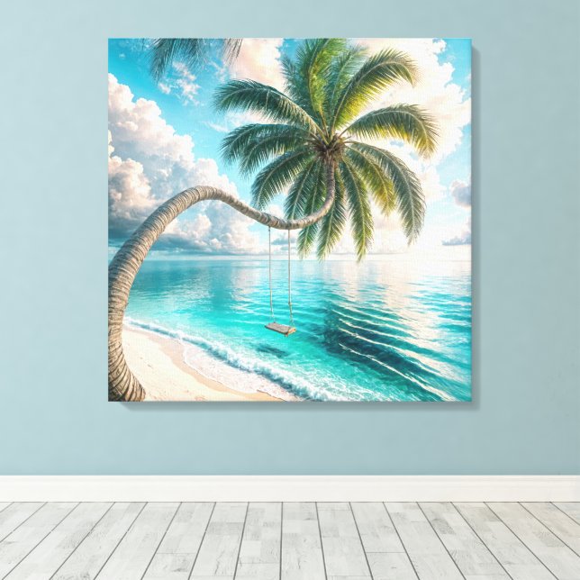 Toile Chanteur Tropical Suspendu Du Palmier (Insitu (Plancher de Bois))