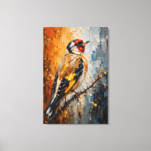 Toile Chardonneret doré Impasto – Peinture d'oiseau de l