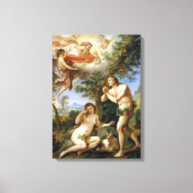 Toile Charles-Joseph Natoire La réprimande d'Adam et Eve (Recto)