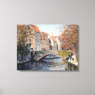 Toile Charmant vieux pont sur le canal de Bruges Pittore