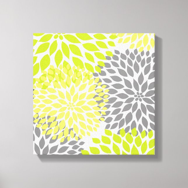 Toile Chartreuse Vert dahlia moderne fleurit mur art (Recto)