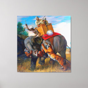 Toile Chasse au tigre Bretagne Rivière 1920