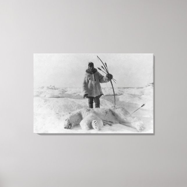 Toile Chasseur d'esquimau avec ours polaire photo (Recto)