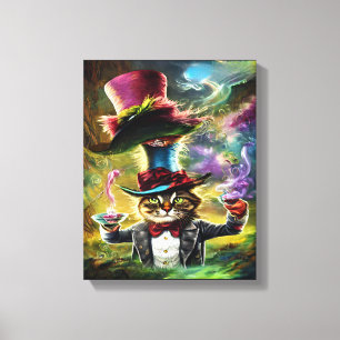 Toile Chat anthropomorphique Mad Hatter Imaginaire Fairy