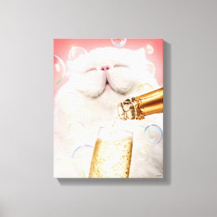 Toile Chat Au Champagne