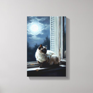 Toile Chat au clair de lune