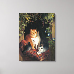 Toile Chat avec chatons (Art animal)