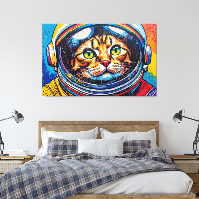 TOILE CHAT BENGALI DANS L'ESPACE-27 (Insitu(Chambre))