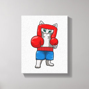 Toile Chat Boxe avec gants de boxe