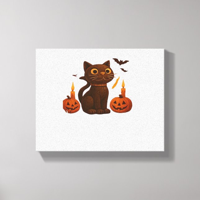 Toile Chat Citrouille Creeper Halloween cadeau T-Shi sur (Recto)