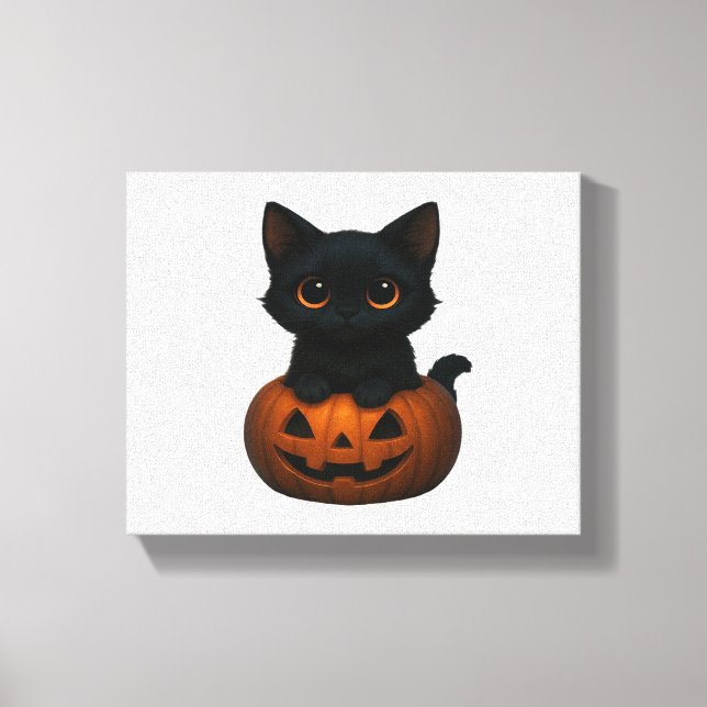 Toile Chat citrouille - Mignonne chemise d'Halloween Éff (Recto)