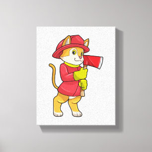Toile Chat comme pompier avec Ax