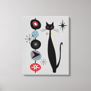 Toile Chat Cool moderne rétro à l'ère atomique du mil