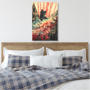 Toile Chat curieux - Art Abstrait Vintage