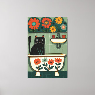 Toile Chat dans la salle de bain V9