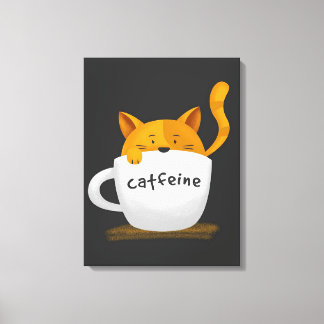 Toile Chat dans la tasse de café Canvas