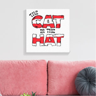 Toile Chat dans le Casquette Texte en bande rouge et b