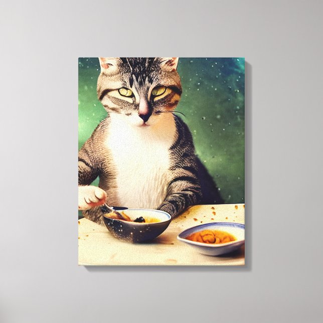 Toile Chat dans l'espace manger du Sushi (Recto)