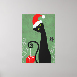 Toile Chat de Noël amusant