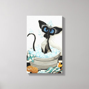 Toile Chat de Siamese par BihrLe Bath Canvas Art Imprime