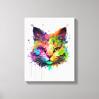 Toile Chat d'encre de néon mignon