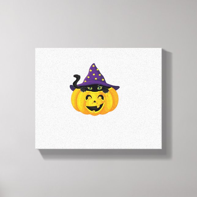 Toile Chat d'Halloween en Citrouille - Baguette de chato (Recto)