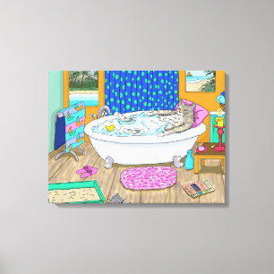 Toile Chat drôle dans le bain Chat 665