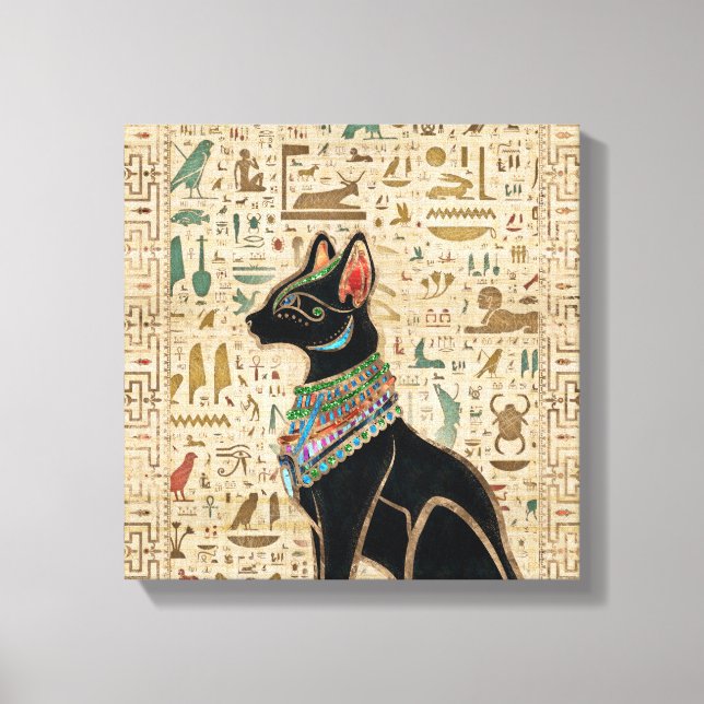 Toile Chat égyptien - Bastet sur le papyrus (Recto)