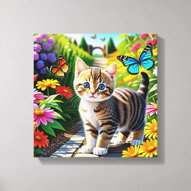 Toile Chat et papillons (Recto)