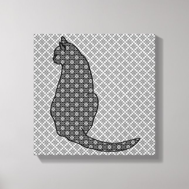 Toile Chat japonais - Kimono noir et blanc (Recto)