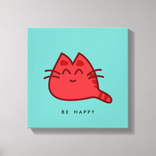 Toile Chat Kitty souriant rouge