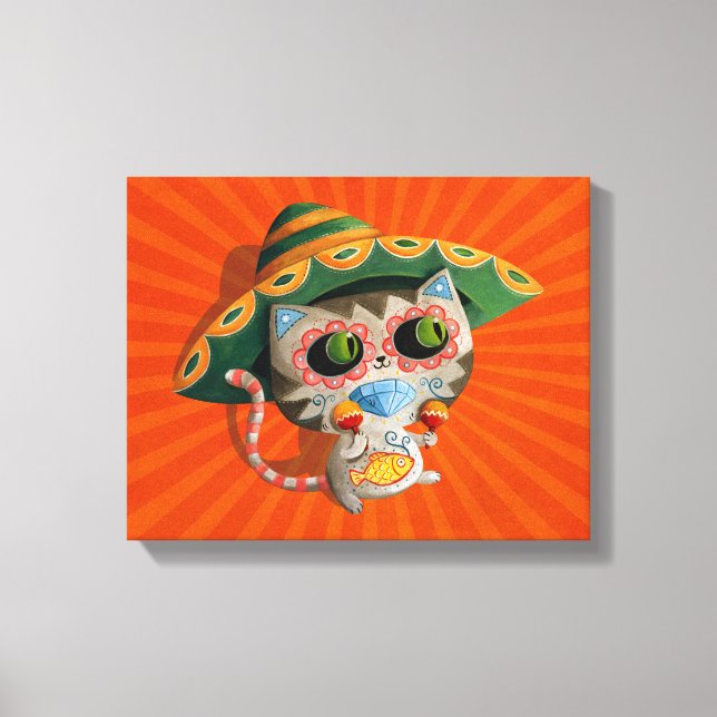 Toile Chat mexicain avec Sombrero (Recto)