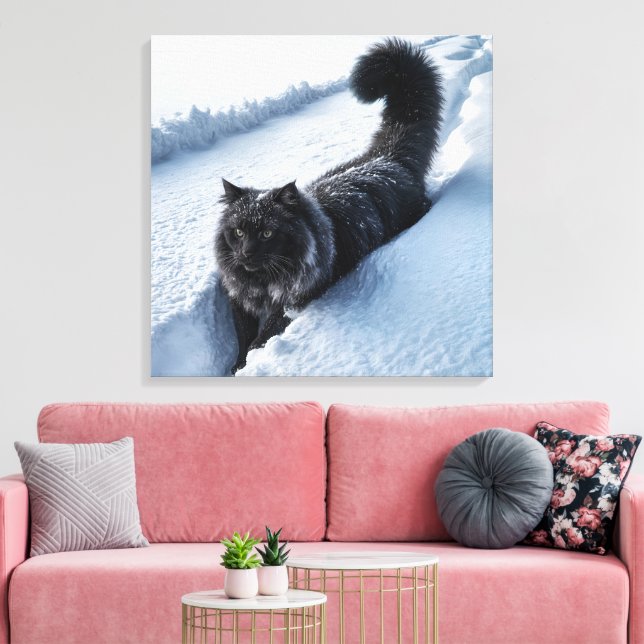 Toile Chat Noir À Neige Profonde (Insitu(Salon))