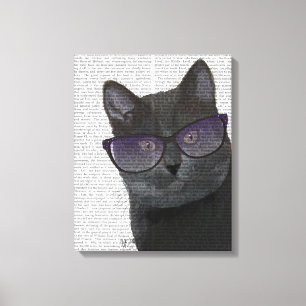 Toile Chat noir avec des lunettes de soleil