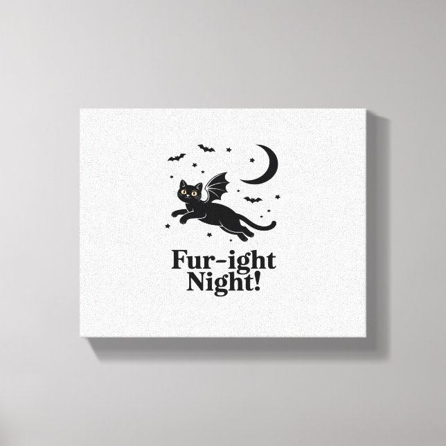 Toile Chat noir d'Halloween avec ailes de chauve-souris  (Recto)