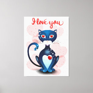Toile Chat noir en amour