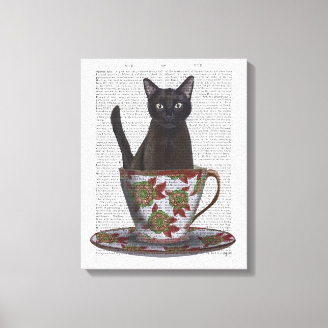 Toile Chat noir en Teacup (Recto)
