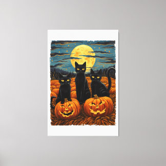 Toile Chat noir Halloween Amoureux de les chats Starry N