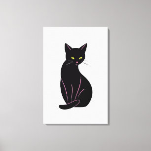 Toile Chat noir Illustration minimale