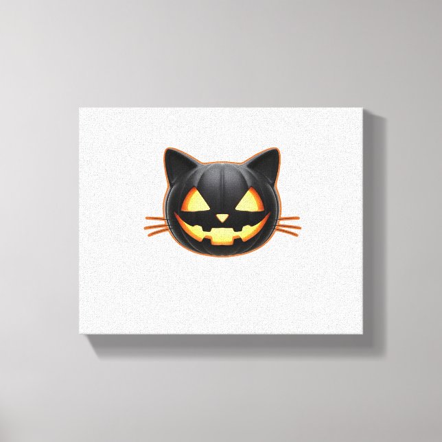 Toile Chat noir Jack o'Lantern Emoji T-shirt classique (Recto)