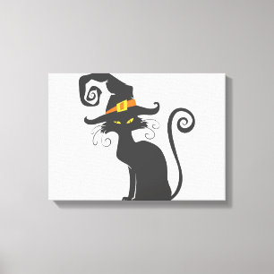 Toile Chat noir mignon dans un casquette sorcier - Chois