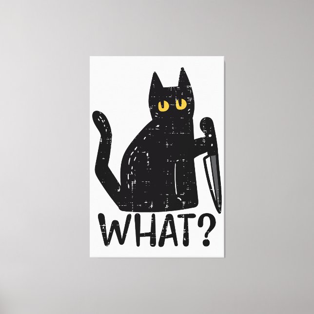 Toile Chat Noir Quel Couteau Drôle animal meurtrier d'Ha (Recto)