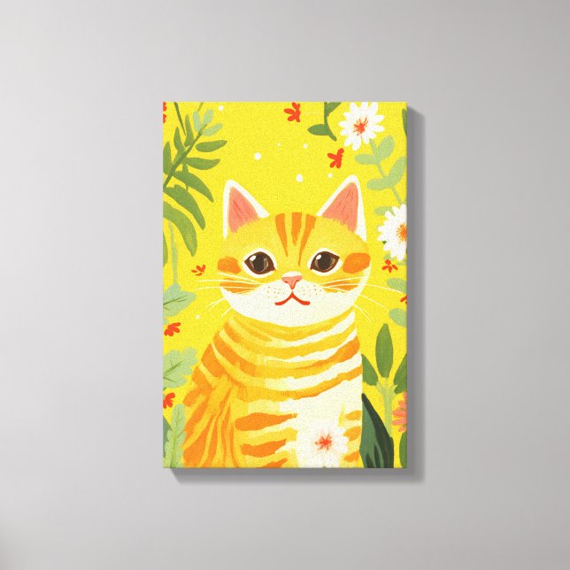 Toile Chat orange dans le jardin (Recto)