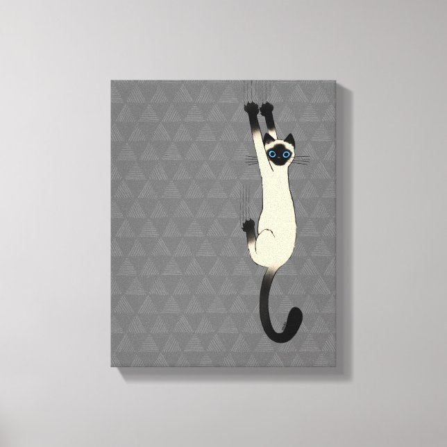 Toile Chat siamois suspendu | Chat drôle (Recto)