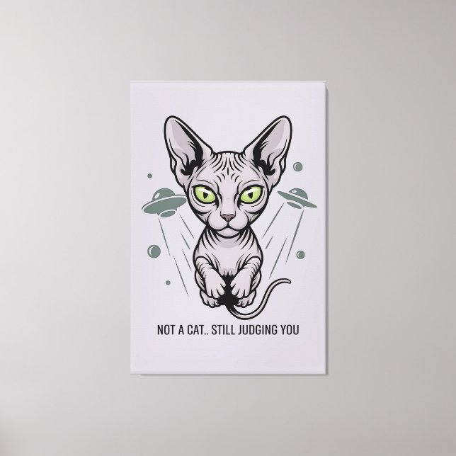 Toile Chat Sphynx Judicieux dans l'Art Spatial (Recto)