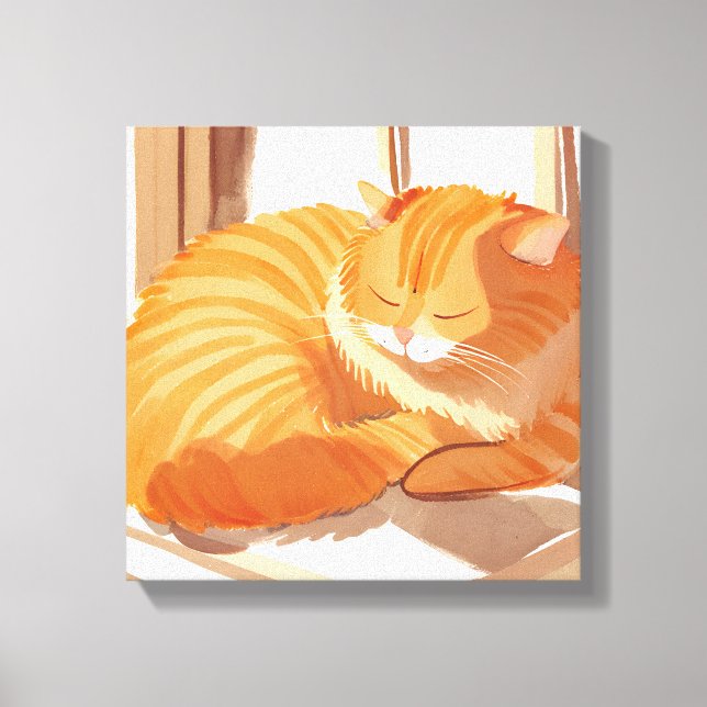 Toile Chat Tabby orange | Peinture aquarelle (Recto)